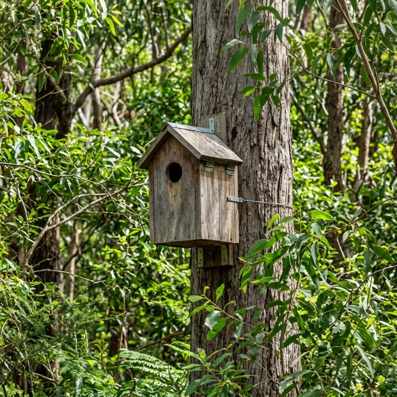 Animal nesting box installed as a humane alternative to a Lilydale roof cavity