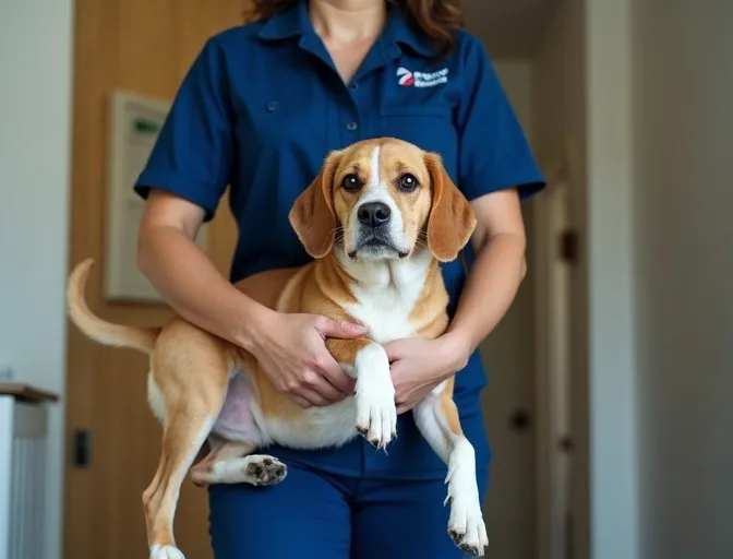 Technician respectfully transporting a deceased dog in Lilydale